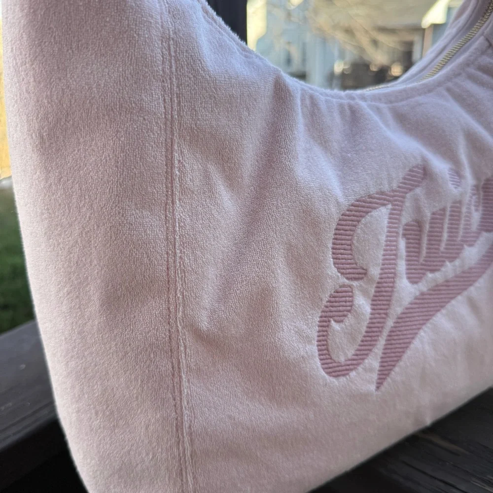 Juicy Couture Light Pink Hobo Bag with Plush Bear Charm